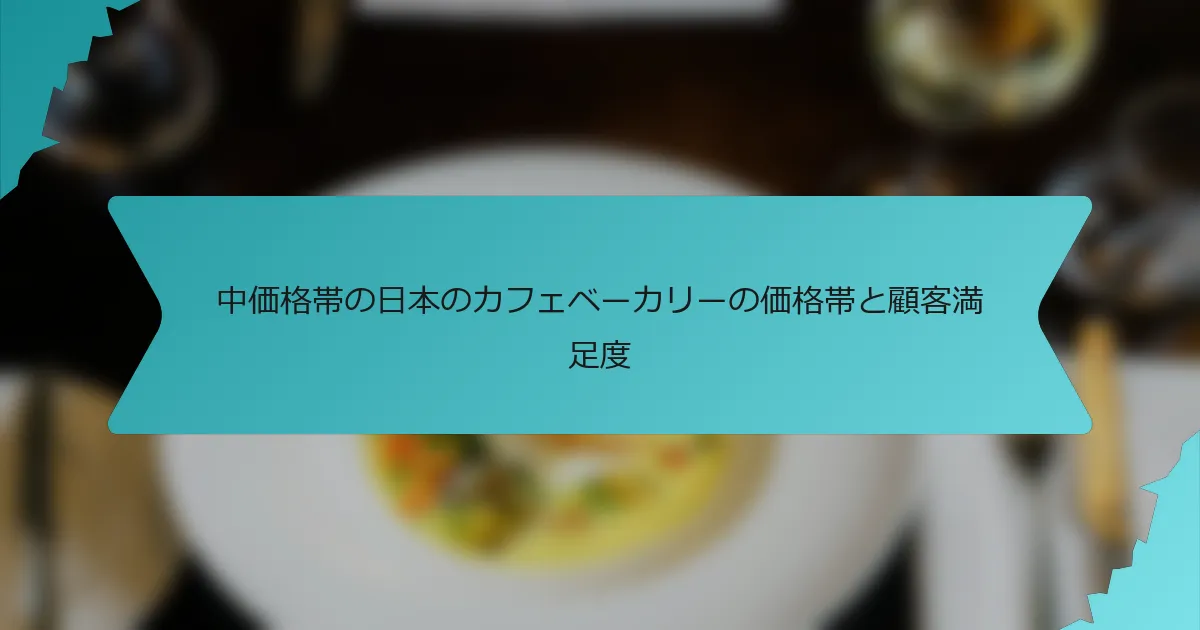 中価格帯の日本のカフェベーカリーの価格帯と顧客満足度
