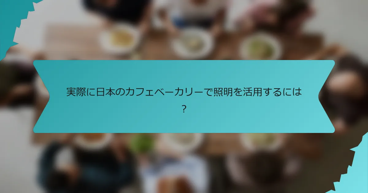 実際に日本のカフェベーカリーで照明を活用するには？